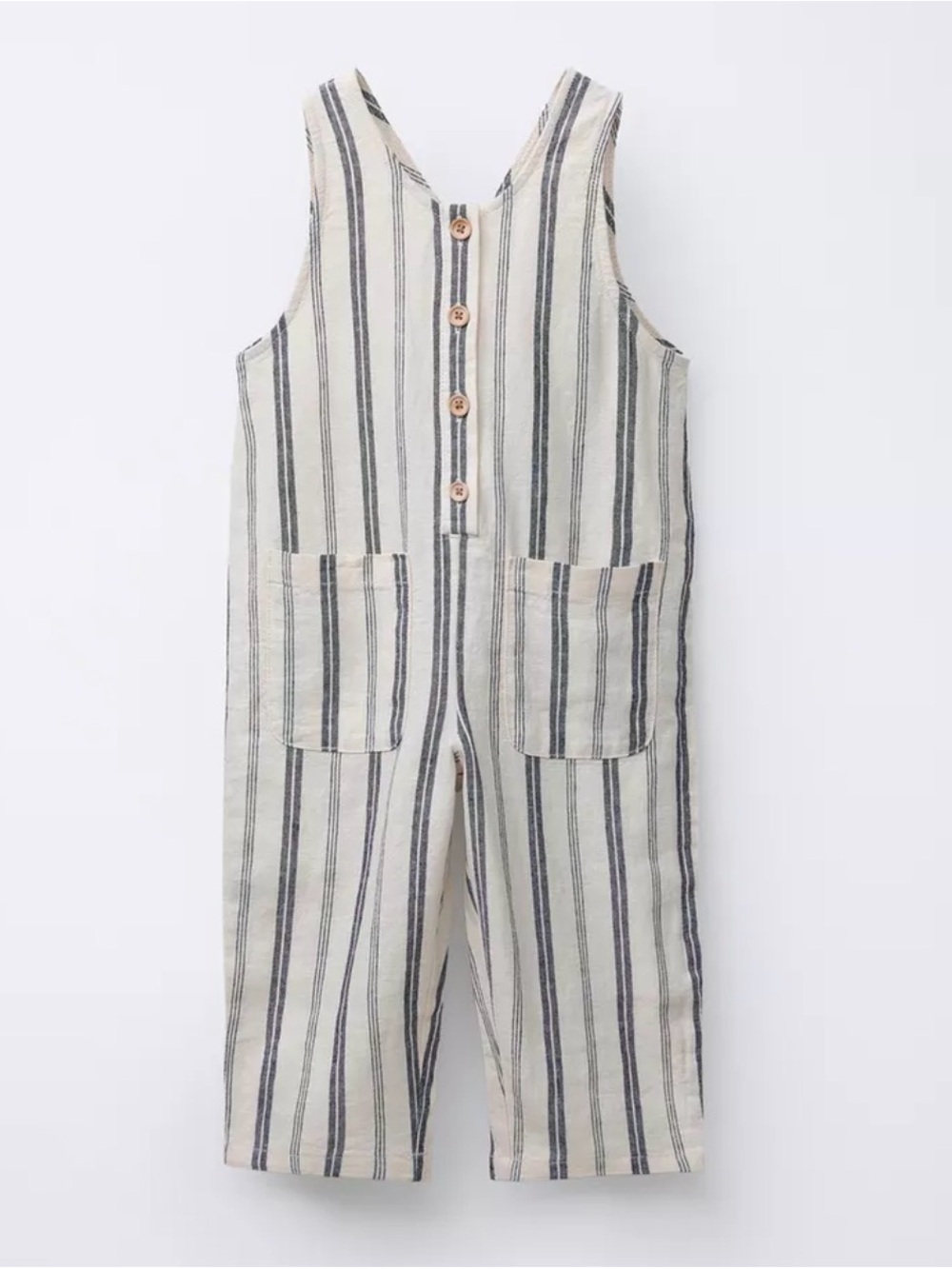 Zara Cream and Navy Striped Kids Overalls